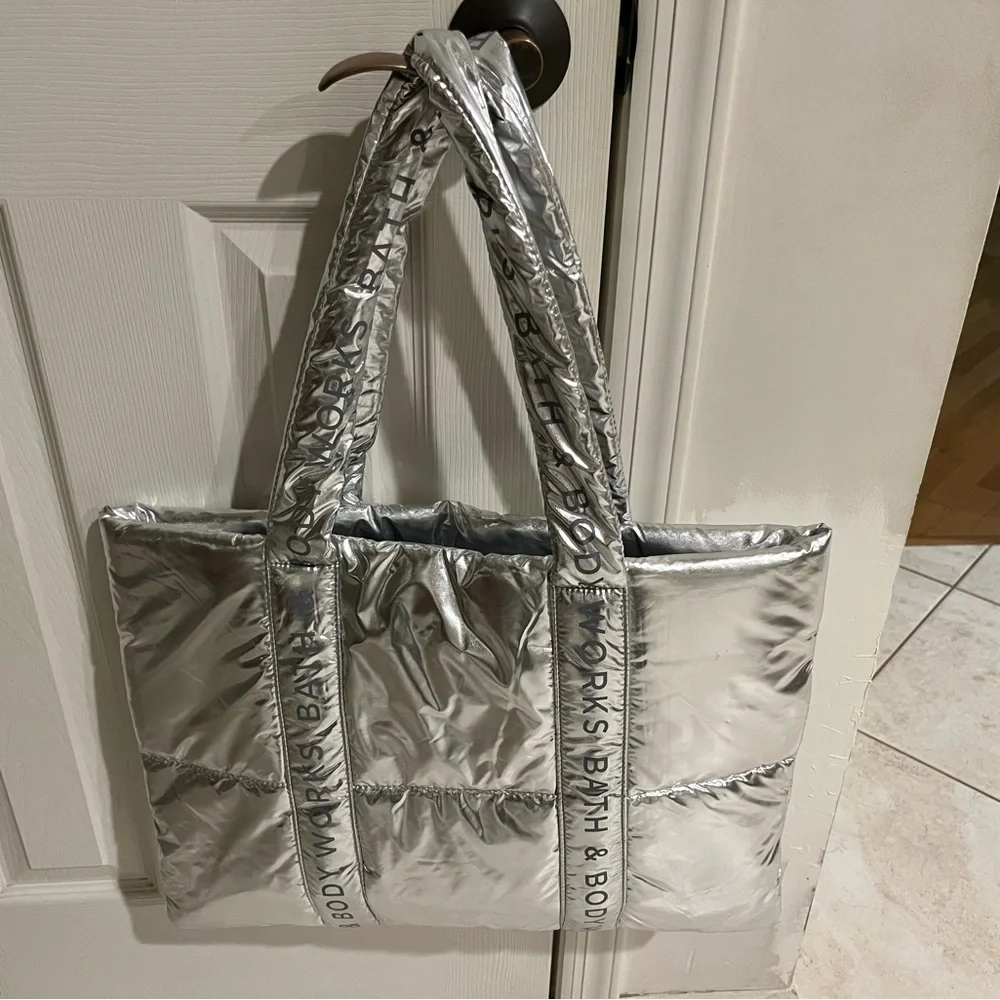 Bath & Body Works Silver Tote Bag **only bag !! NWT - Picture 2 of 3